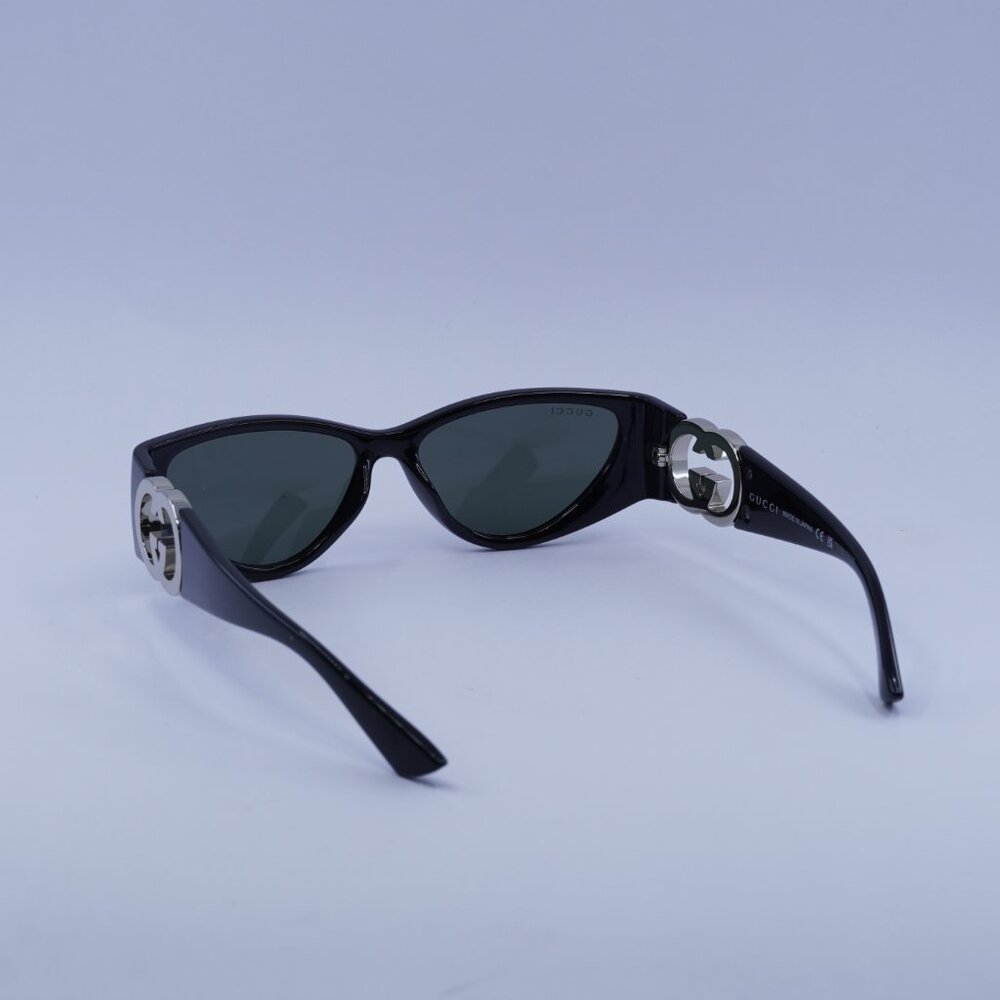 Gucci GG1824S 001 Sunglasses Black/Silver Cat Eye Frame, Grey Lenses - Picture 6 of 11